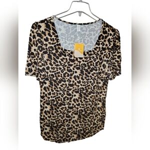 Leopard Print Short Sleeve Women's Top